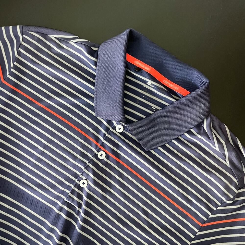 Adidas Climacool Golf Polo Shirt Mens Large‎ Blue Striped Gentle Creek Club Logo